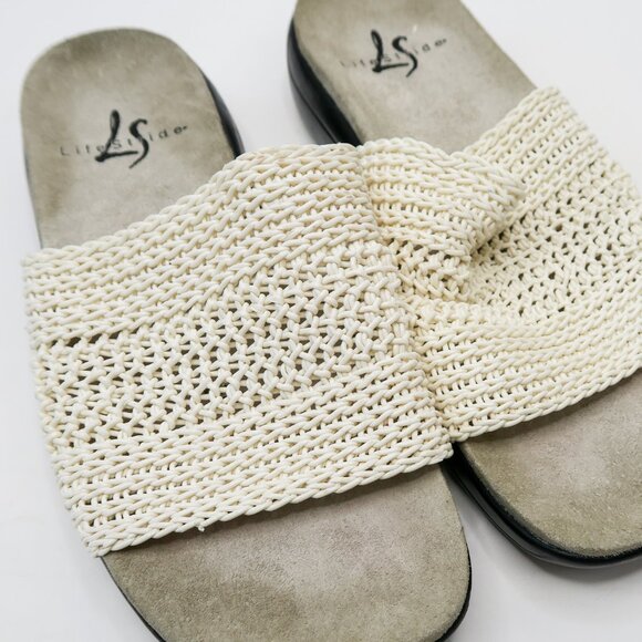 Vintage 90s LifeStride White Woven Wedge Sandals - Picture 4 of 10